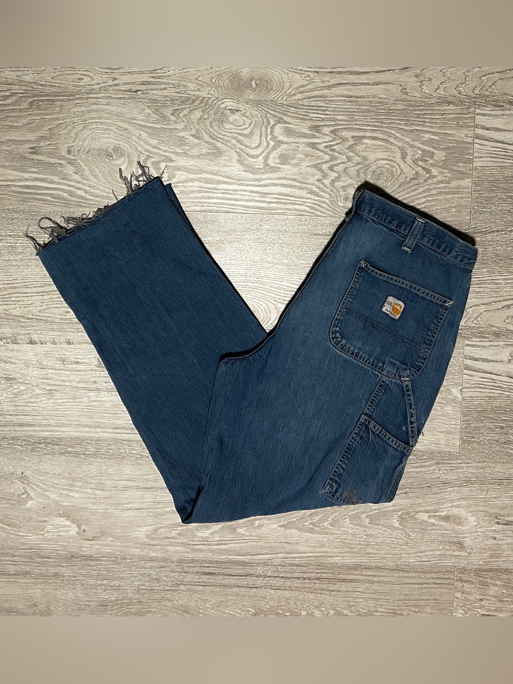 Carhartt Dark Blue Denim Workwear Carpenter Pants - Size 38, Used Condition